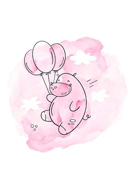 Watercolor Hippo