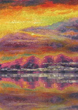 Sunset Over Mountain Lake