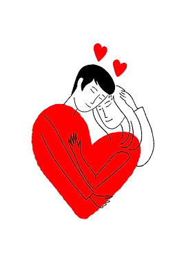 One line man woman faces