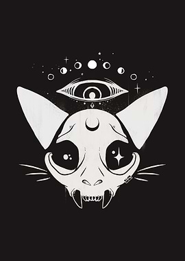 Goth Cat Skull With Eye