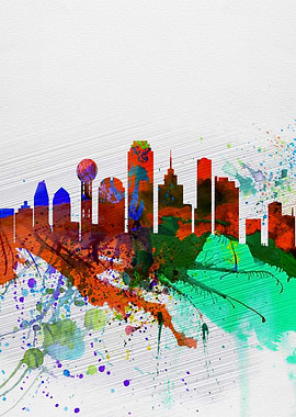 Dallas Watercolor Skyline