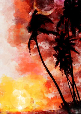 Sunset Watercolor Art