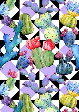 Cactus Abstract Watercolor