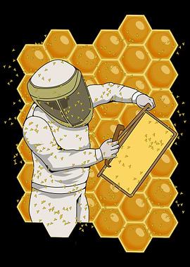 Beekeeper with Honeycomb