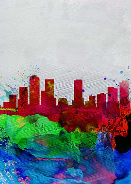 Denver Watercolor Skyline