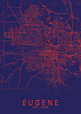Eugene OR USA City Map