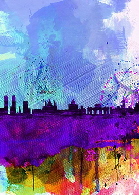 Madrid Watercolor Skyline