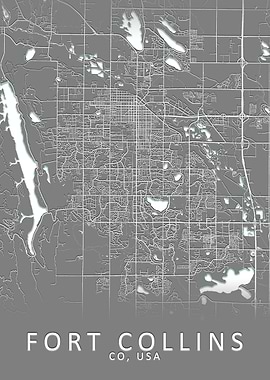 Fort Collins USA City Map