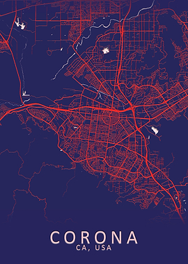 Corona CA USA City Map