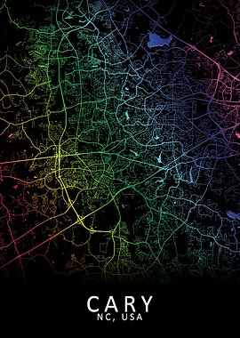 Cary NC USA City Map