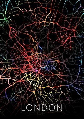 London Watercolor City Map
