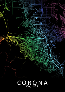 Corona CA USA City Map