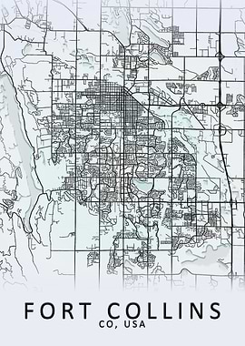 Fort Collins USA City Map