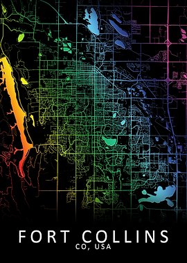 Fort Collins USA City Map