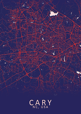 Cary NC USA City Map