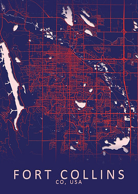 Fort Collins USA City Map