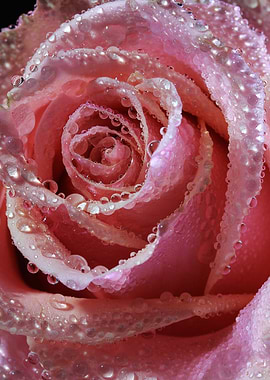 Morning dew on pink rose