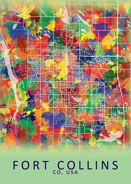 Fort Collins USA City Map