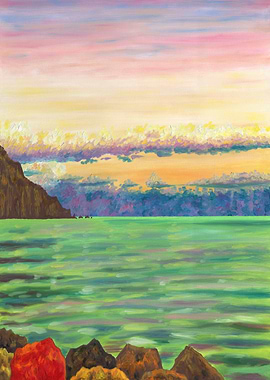 Green Sunset On The Sea