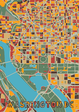washington dc map retro