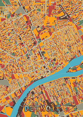 detroit map retro