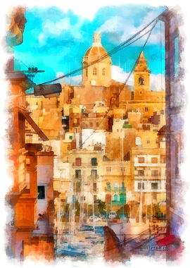 Birgu Malta Watercolor