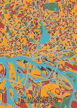 hamburg map retro