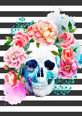 Floral Skull Stripes