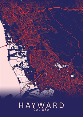 Hayward CA USA City Map