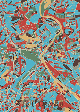 stuttgart map retro 2
