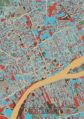 detroit map retro 2
