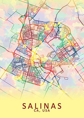 Salinas CA USA City Map