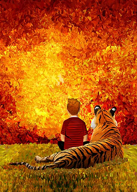 Cute Boy And Lazy Tiger