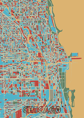 chicago map retro 2
