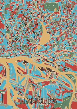 hamburg map retro 2