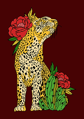 Leopard and Roses
