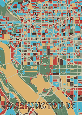 washington dc map retro 2