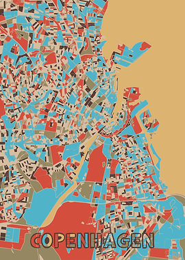 copenhagen map retro 2