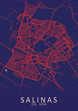 Salinas CA USA City Map