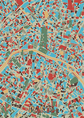paris map retro 2