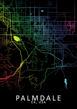 Palmdale CA USA City Map