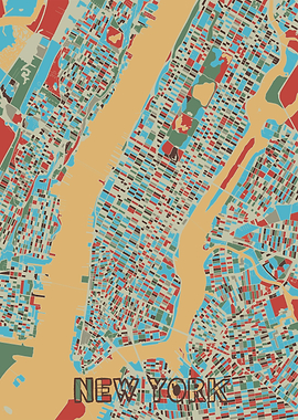 new york map retro 2