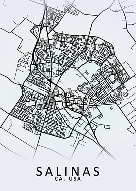 Salinas CA USA City Map