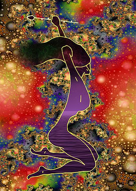 Woman Rose And Galaxy