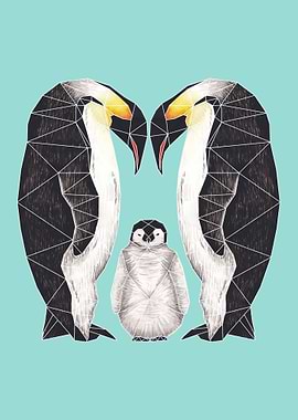 Origami Penguin Family