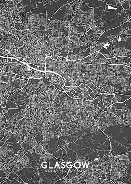 Glasgow map BW