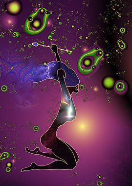 Woman Rose And Nebula