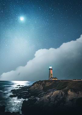 Moon over the lighthouse