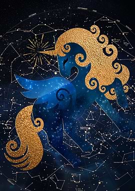 Golden Unicorn in Space