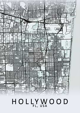 Hollywood FL USA City Map